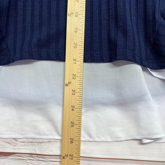 GREEN ENVELOPE Blue Sweater & White Blouse Combo Top S - Picture 7 of 9